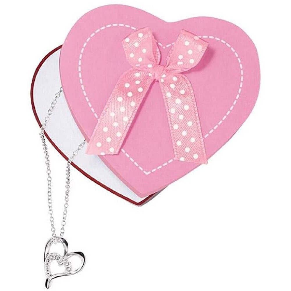 Vintage Avon Necklace Open Your Heartw/Rhinestones New Heart Boxed